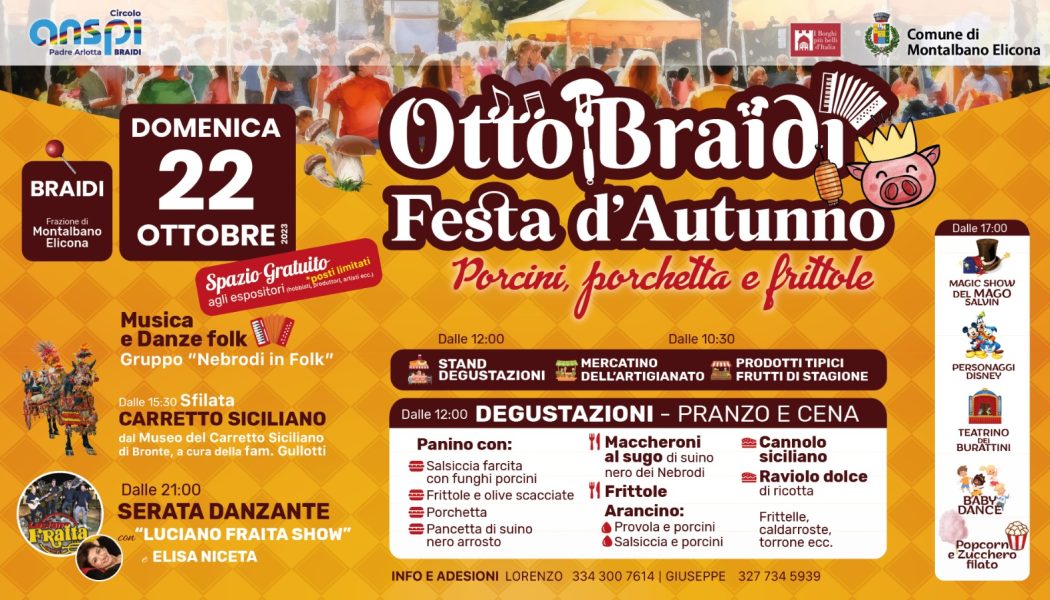 DOMANI OTTOBRAIDI – FESTA D’AUTUNNO: DEGUSTAZIONI, MERCATINI E MUSICA