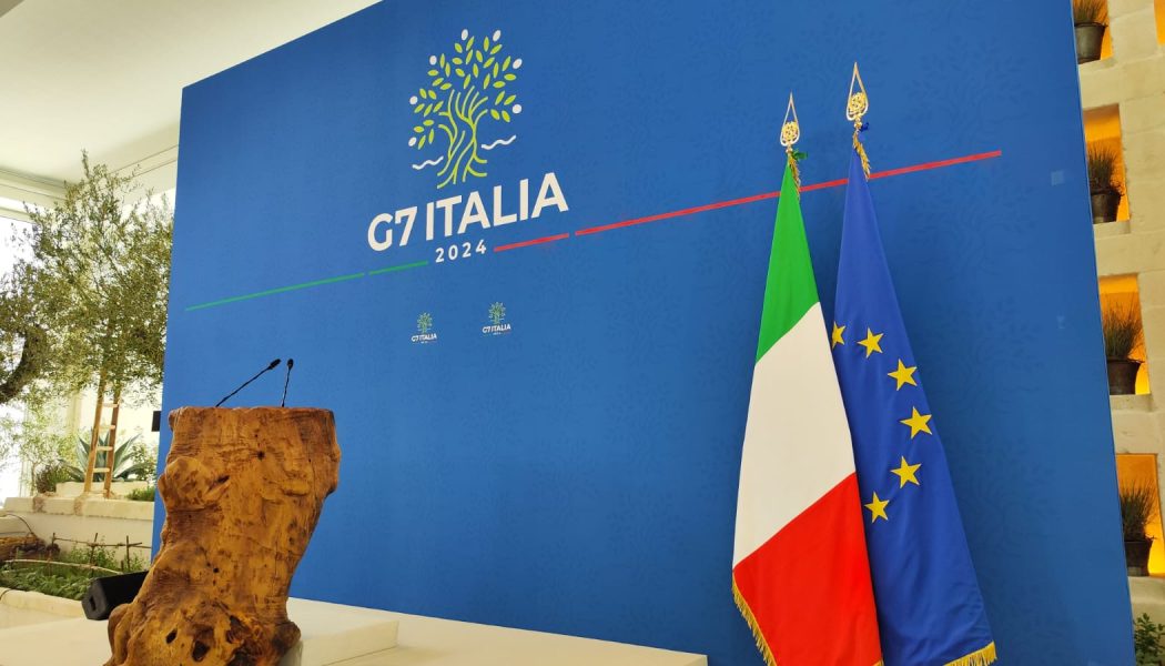 Collegamento dal G7, Borgo Egnazia, Puglia.